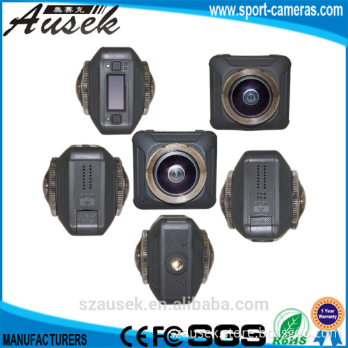 Mini 720 degree action camera dual lens 360 wide angle 4k car camera